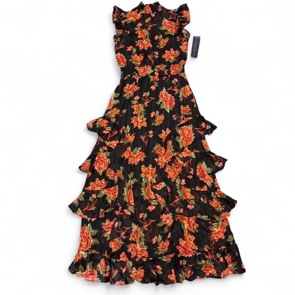 Rachel Roy Black Maxi Dress with Orange Floral Print - Picture 5 of 8